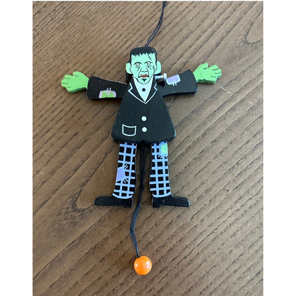 Midwest Importers Frankenstein Wood Pull String Jumping Jack Ornament Halloween